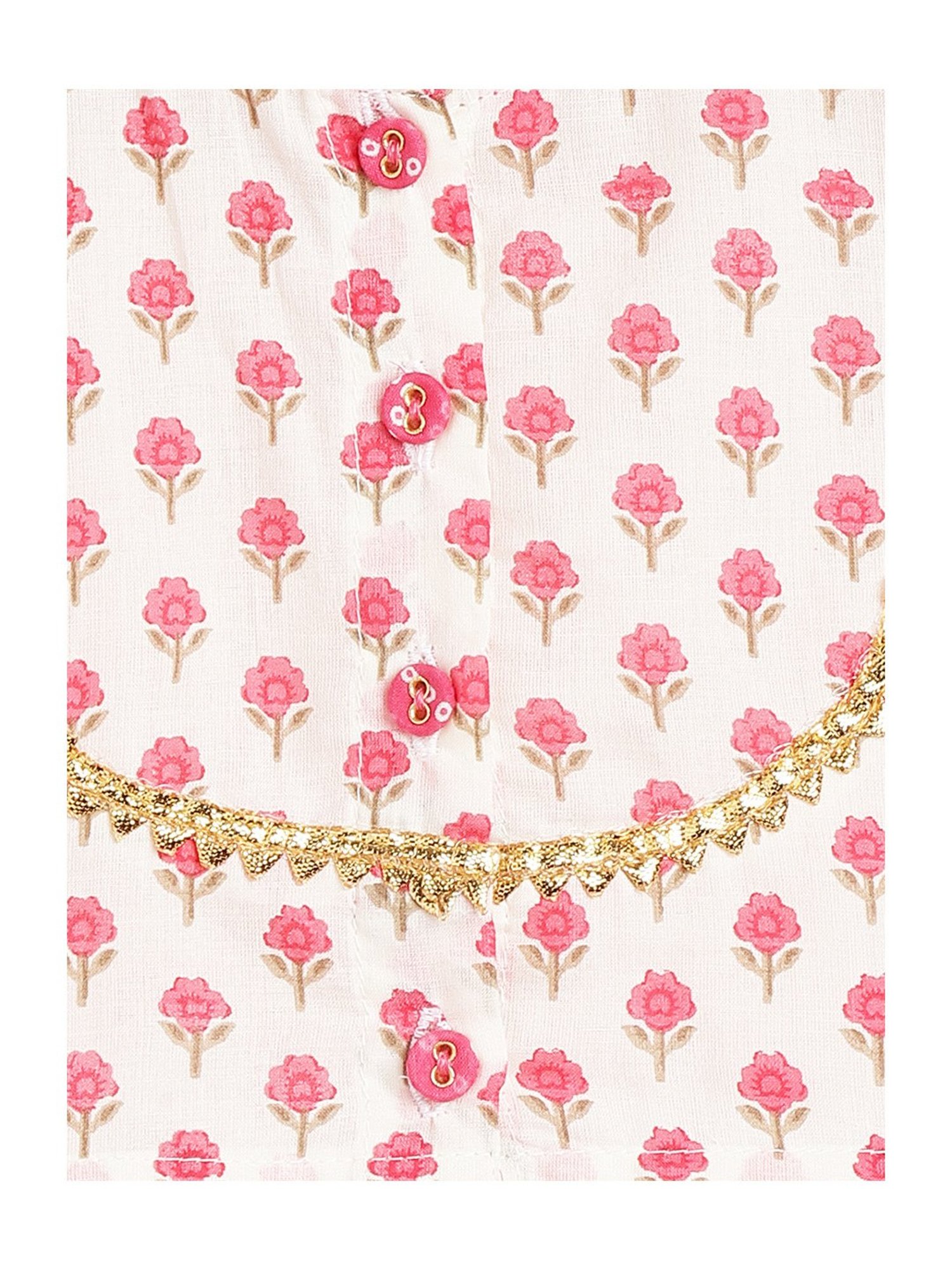 Campana Kids Pink Floral Print Lehenga with Choli