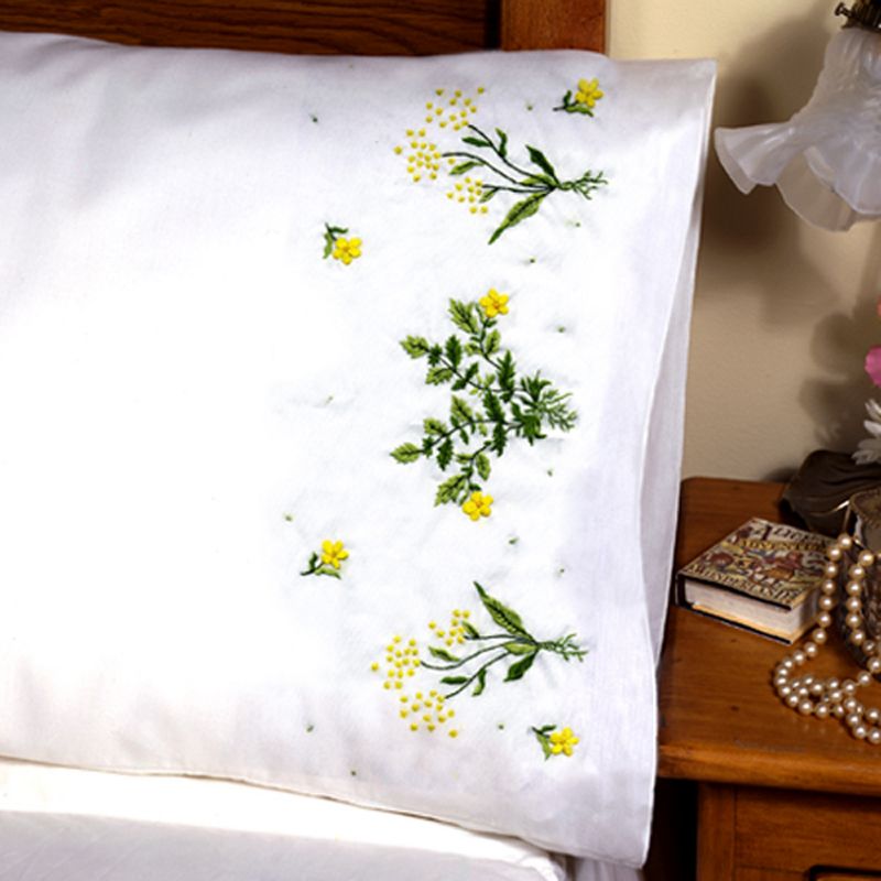 Tobin Stamped For Embroidery Pillowcase Pair 20"X30"-Buttercups