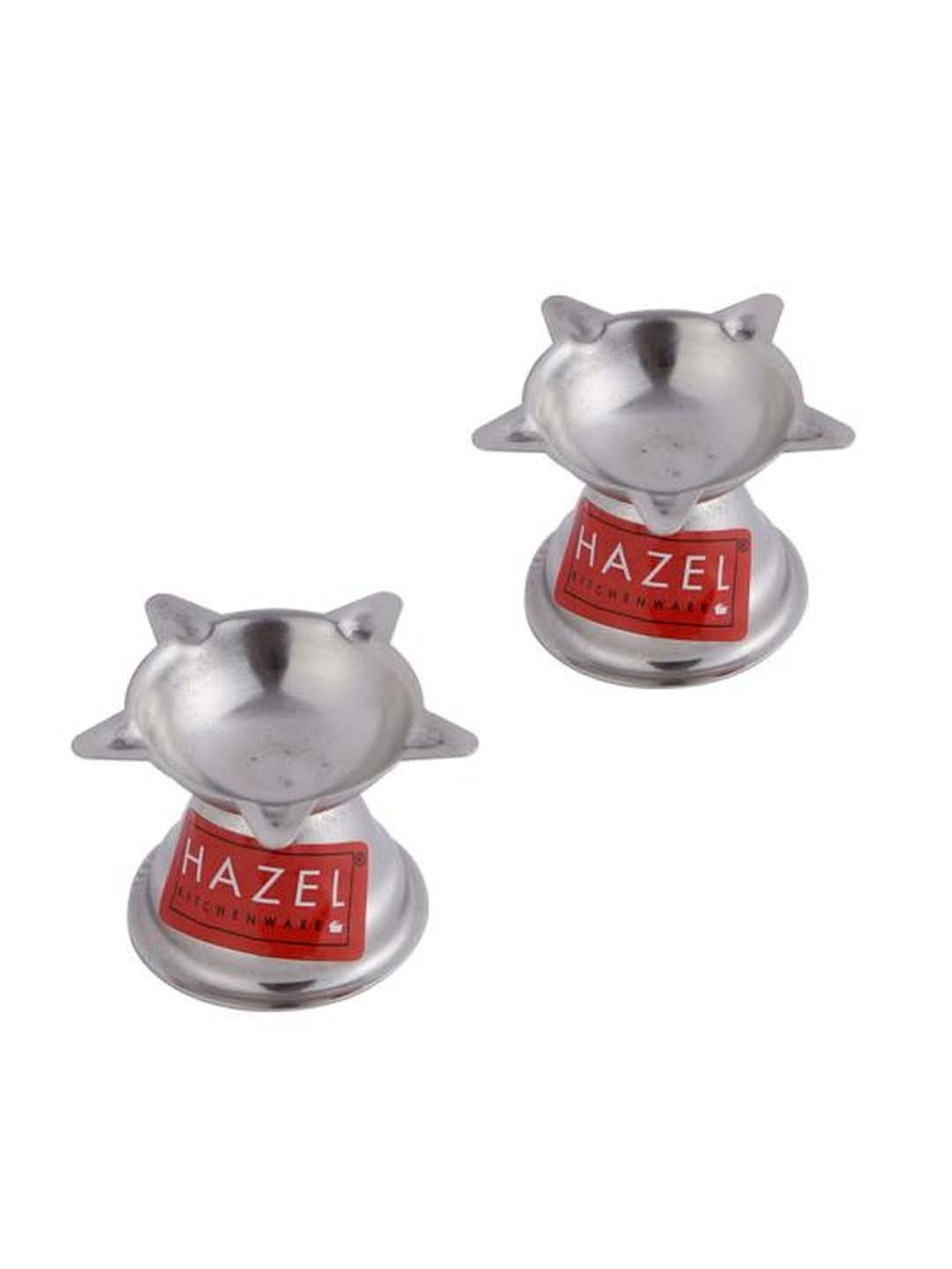 Hazel Silver Stainless Steel Panchwati Diya For Puja - Set of 2