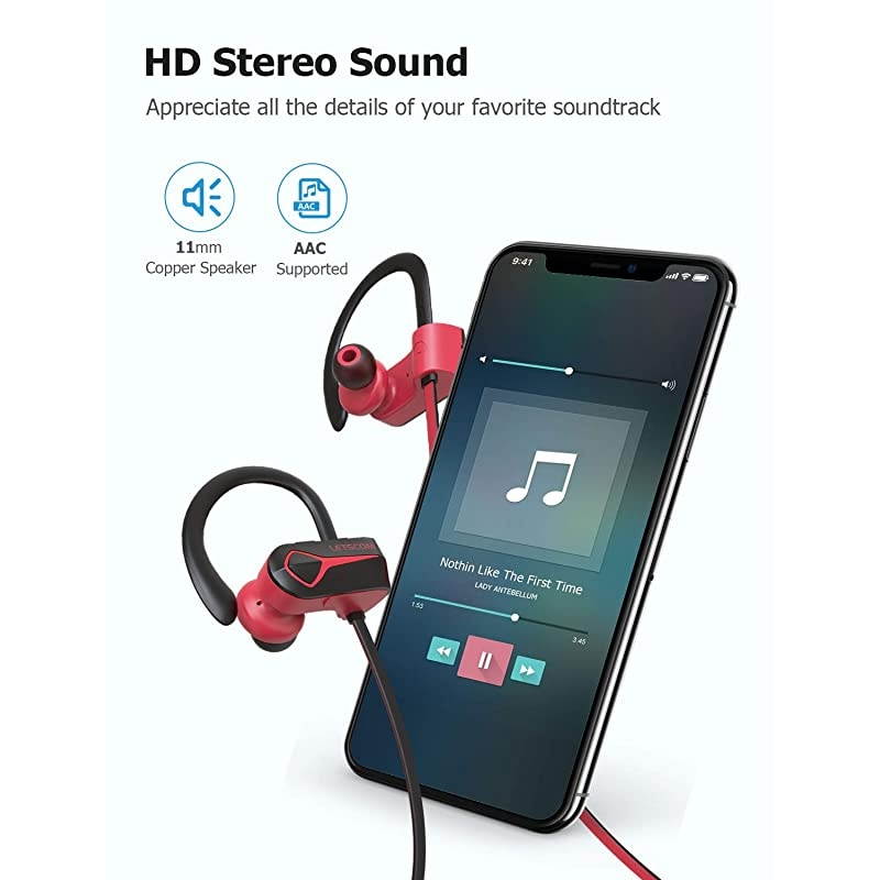 U8L Bluetooth Headphones, 15Hrs Playtime Wireless 5.0 Earbuds IPX7 Waterproof Sport Running in-Ear Headsets w/Mic Stereo Sound Noise Cancelling for Work Home Office