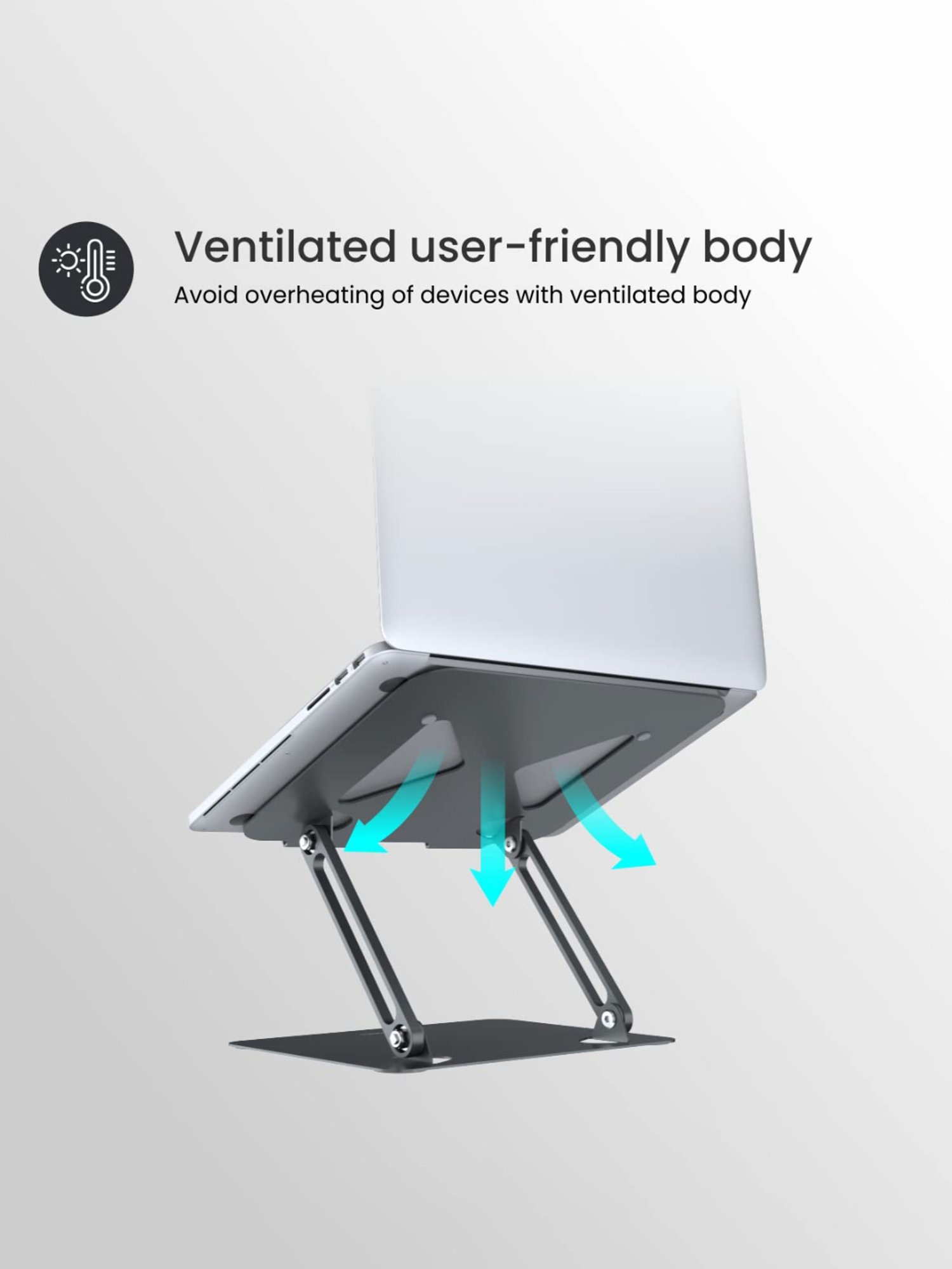 Portronics My Buddy K7 Portable Laptop Stand with Ventilated Board for Laptop Cooling (Grey)