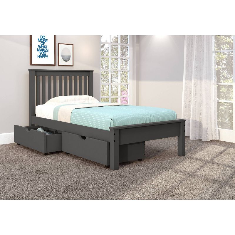 Twin Contempo Bed with Dual Underbed Drawers Dark Gray - Donco Kids