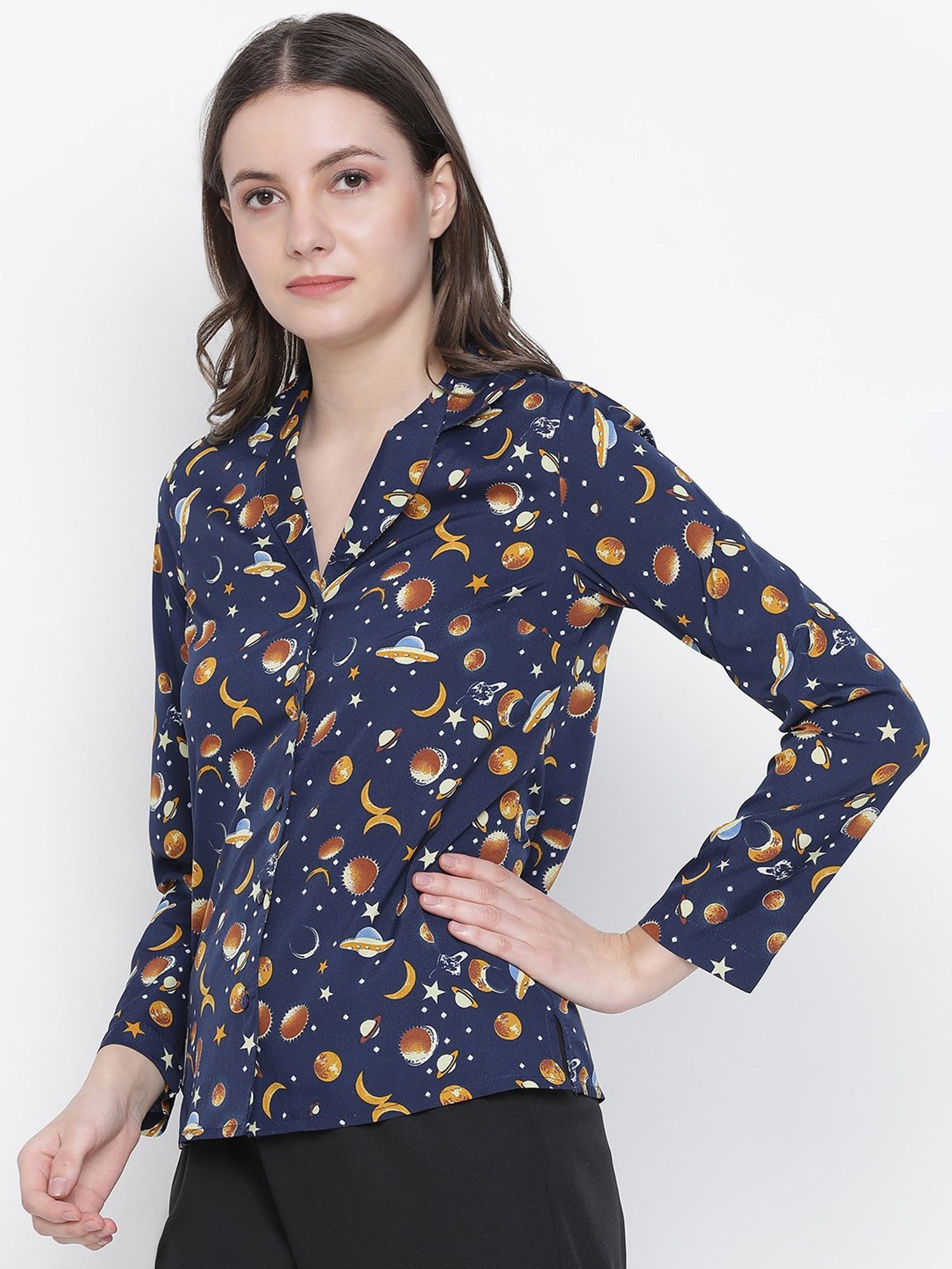 Oxolloxo Navy Printed Night Shirt
