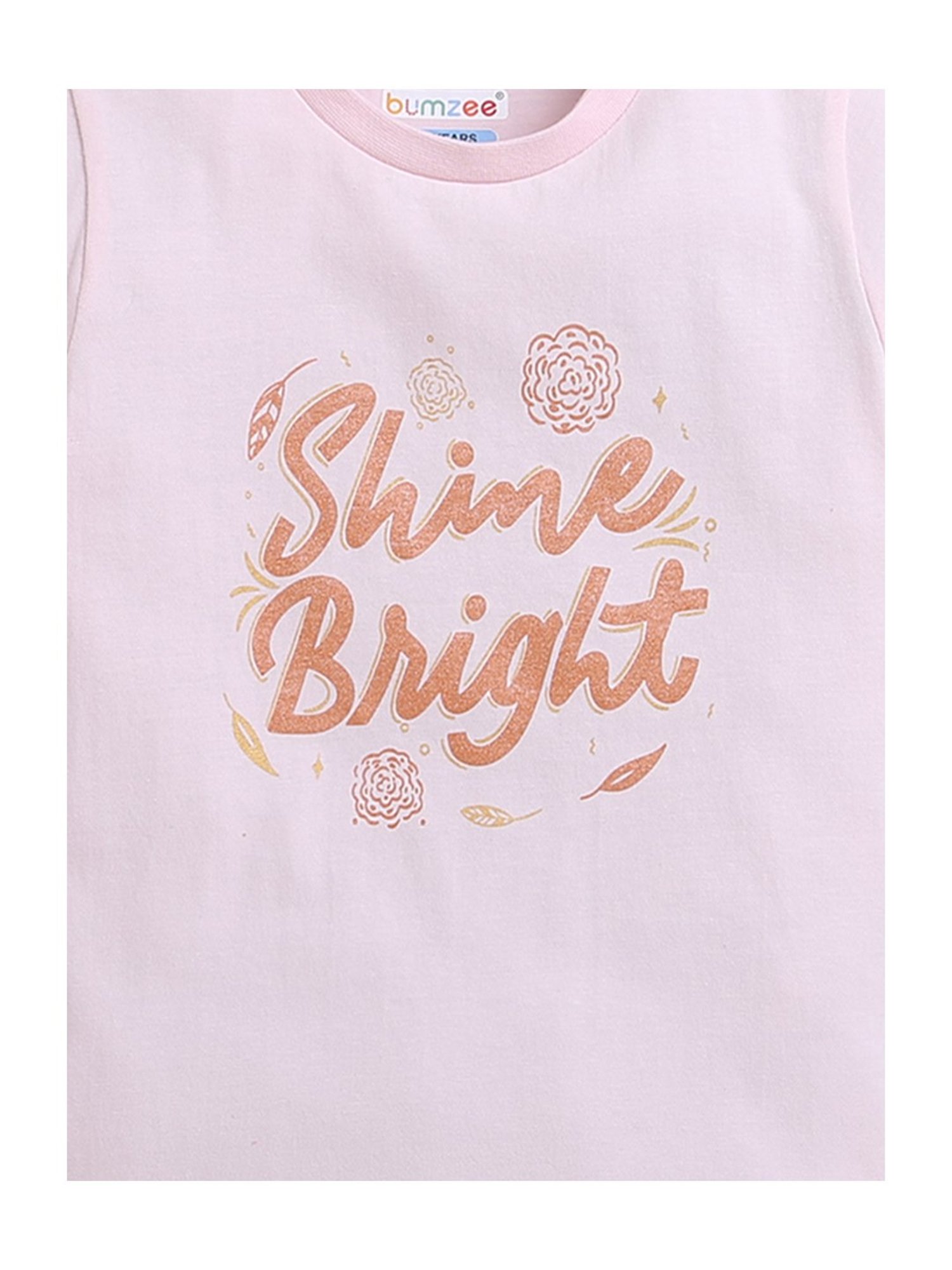 Bumzee Kids Pink Solid T-Shirt with Capri