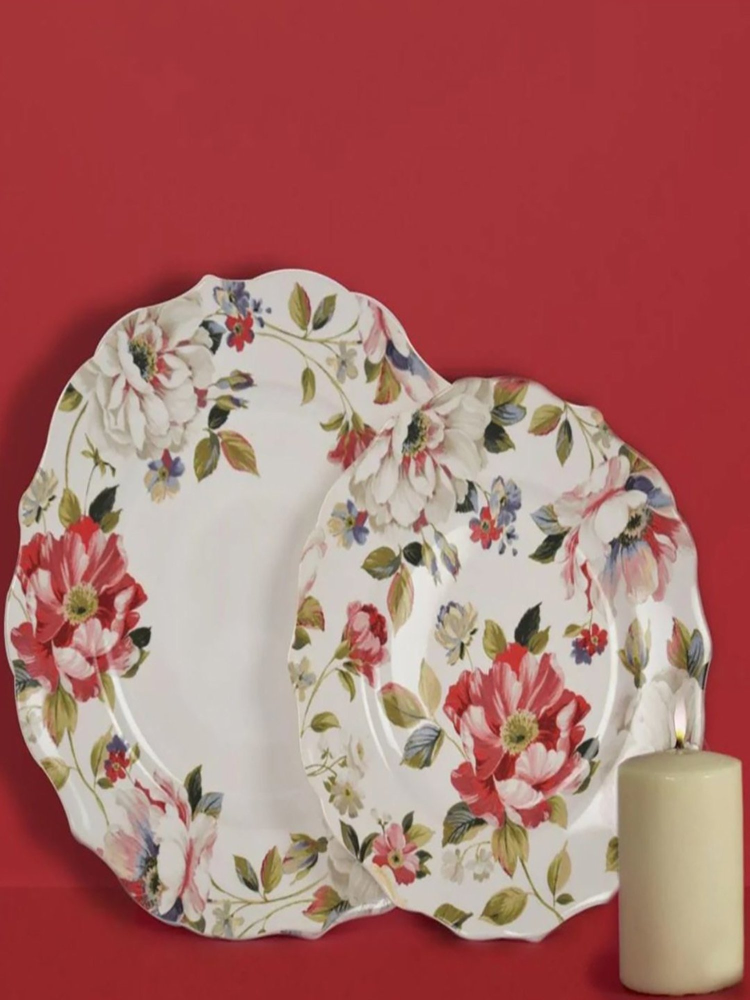 Nestasia Premium Quality Mandala Yellow Spiral Printed Square Shaped Ceramic Plate With Handle