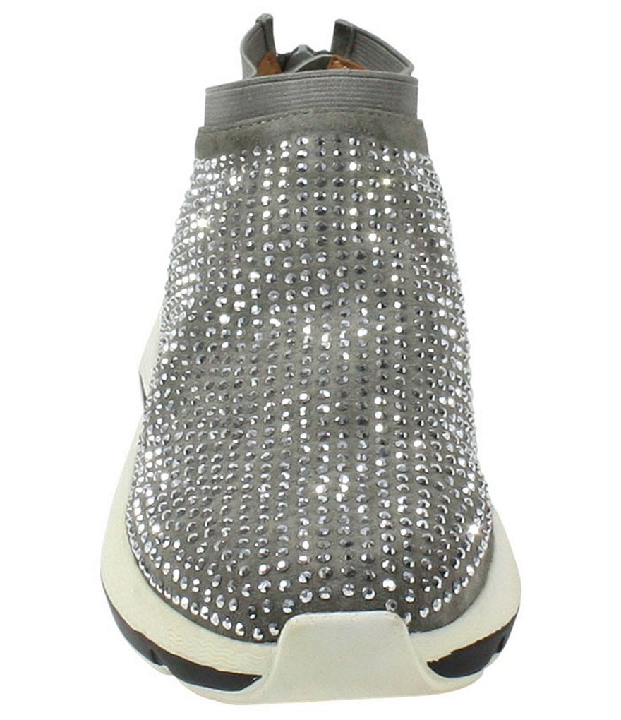 L'Amour Des Pieds Helana Rhinestone Suede Back Zip Wedge Sneakers