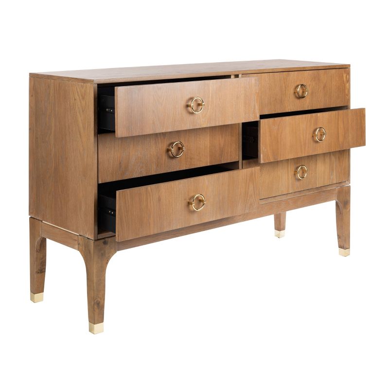 Lorna 6 Drawer Contemporary Dresser Rustic Oak - Safavieh