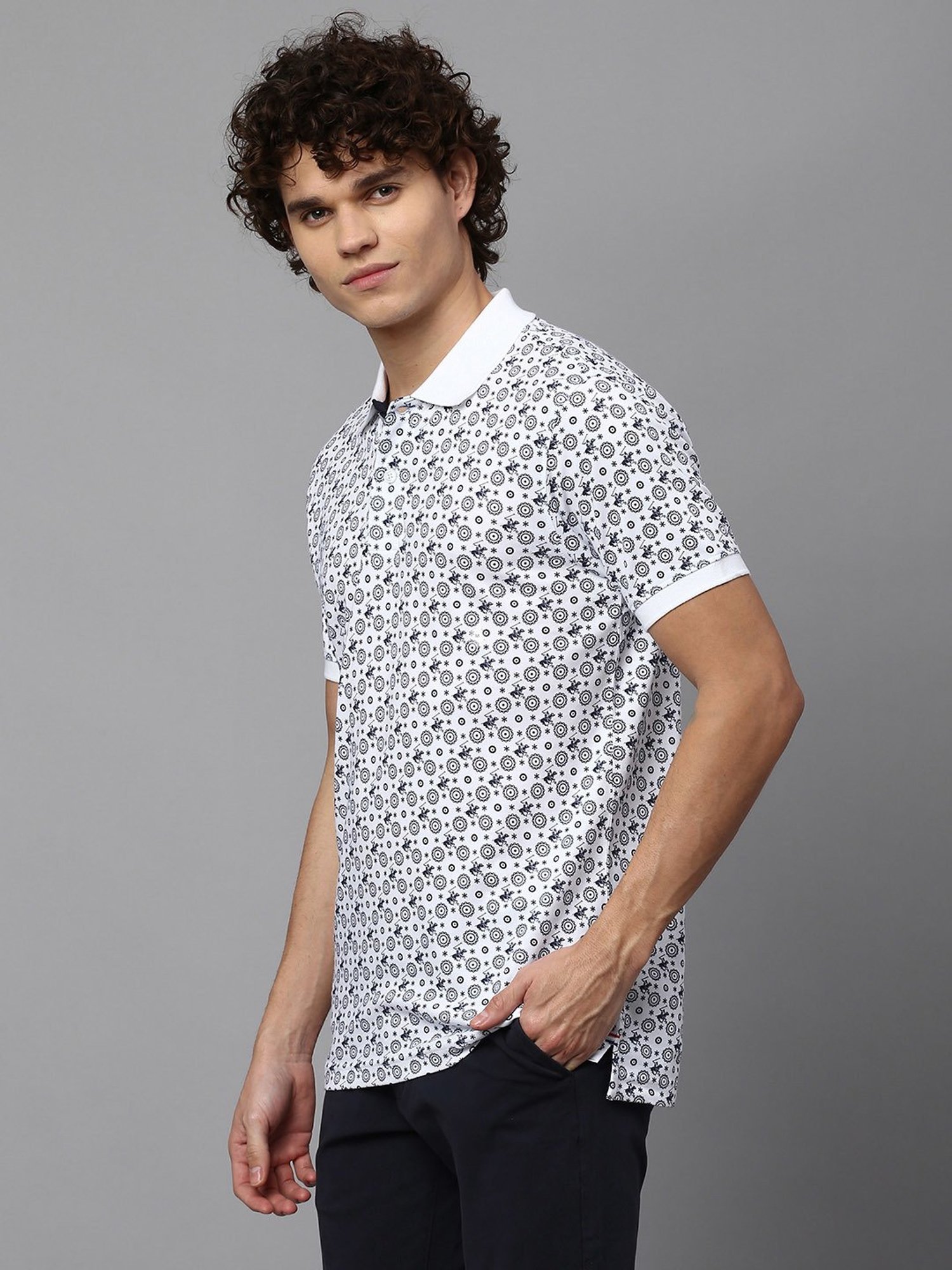 Beverly Hills Polo Club White Regular Fit Cotton Polo T-Shirt