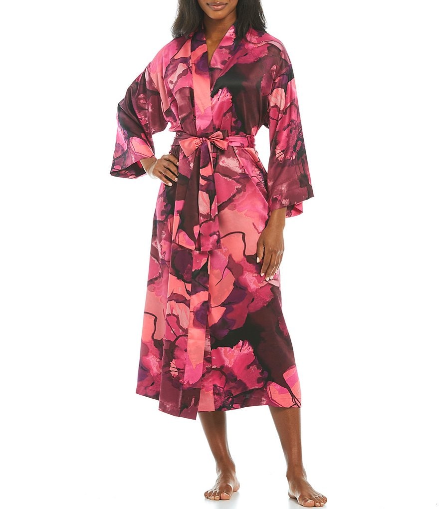 Lauren Ralph Lauren Paisley Print Satin Short Wrap Robe