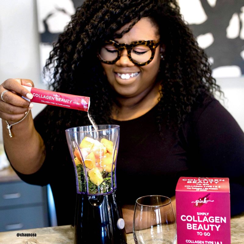 Pink Simply Collagen Beauty to Go Unflavored Powder Stick Packs - 20ct