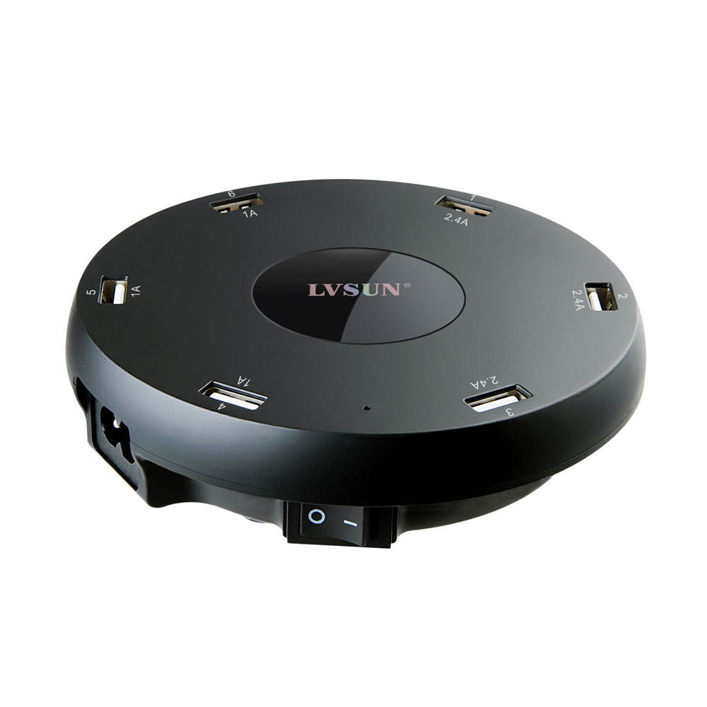 Lvsun ETL Certificated 51w 10.2a(2.4a*3+1a*3) 6 in 1 Charging Hub Universal 6 Port Travel USB Charger Fit for Iphone 6, 6 Plus, 5s 5c 5, Ipad Air,  Mini, Galaxy S6 and S6 Edge, S5 S4, Tab, Lg, etc