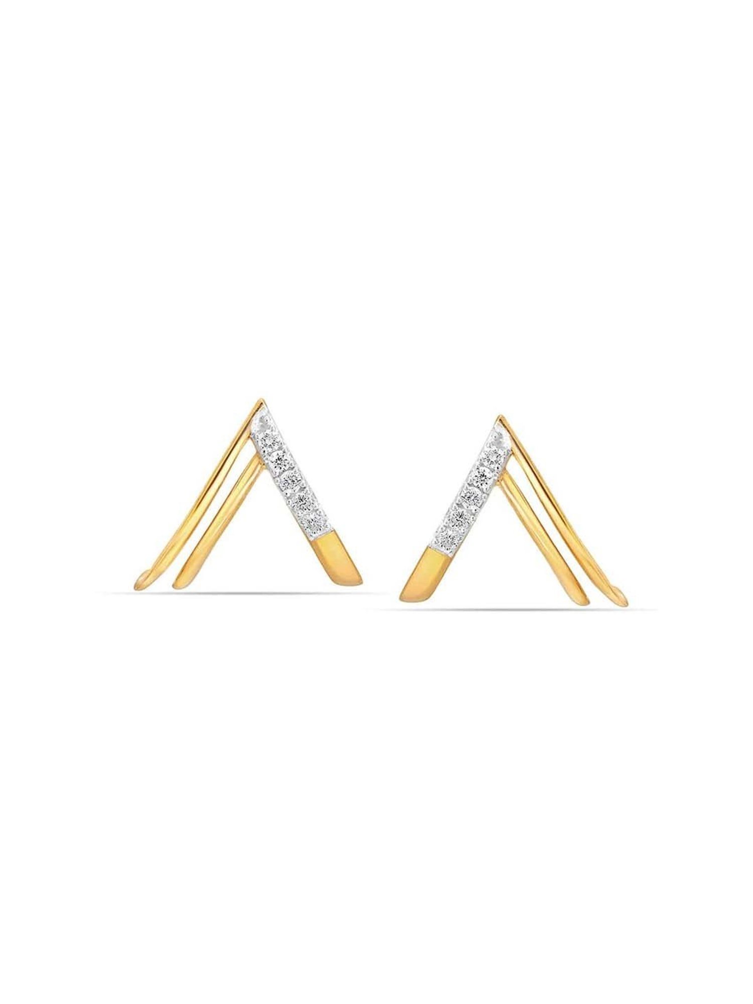 Mia By Tanishq Mia Icicles 14k Gold Radiant Ridge Stud Earrings