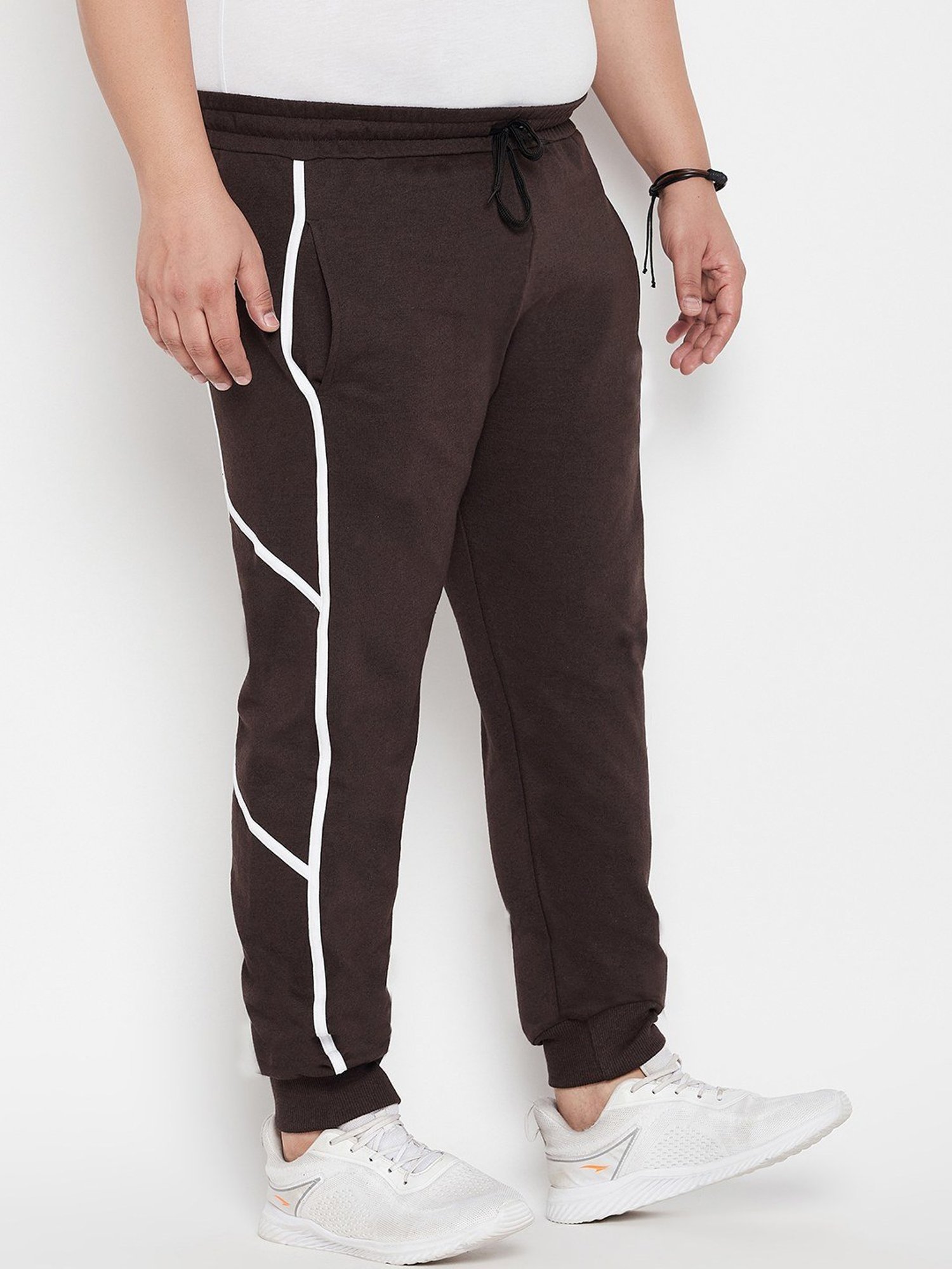 Bigbanana Coffee Brown Regular Fit Striped Joggers