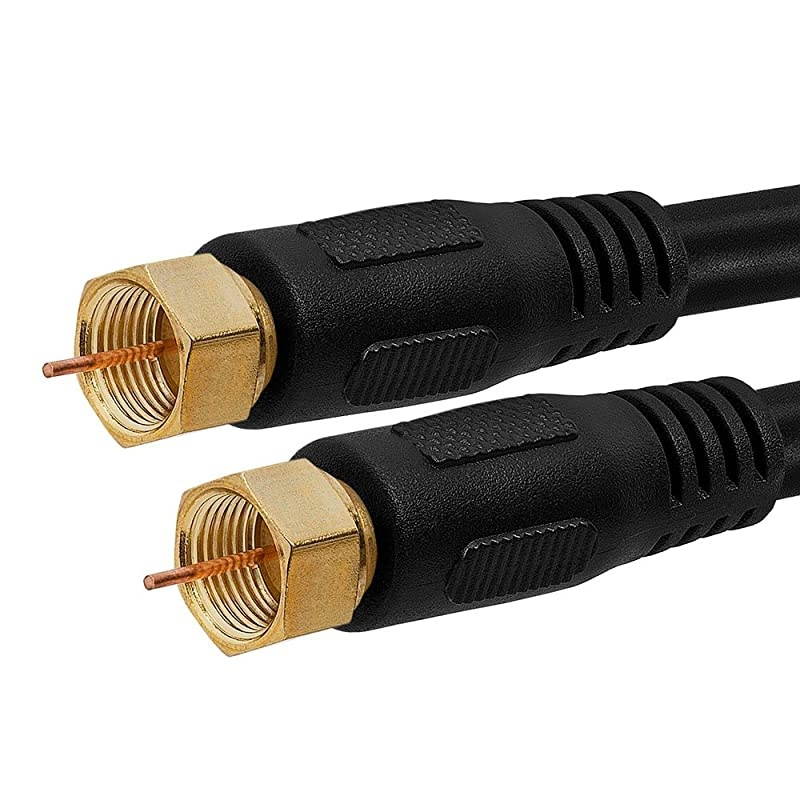 Digital Coaxial Cable FType Male RG6 Coax Digital Audio Video with F Connector Pin Satellite Cord 3 Feet Black