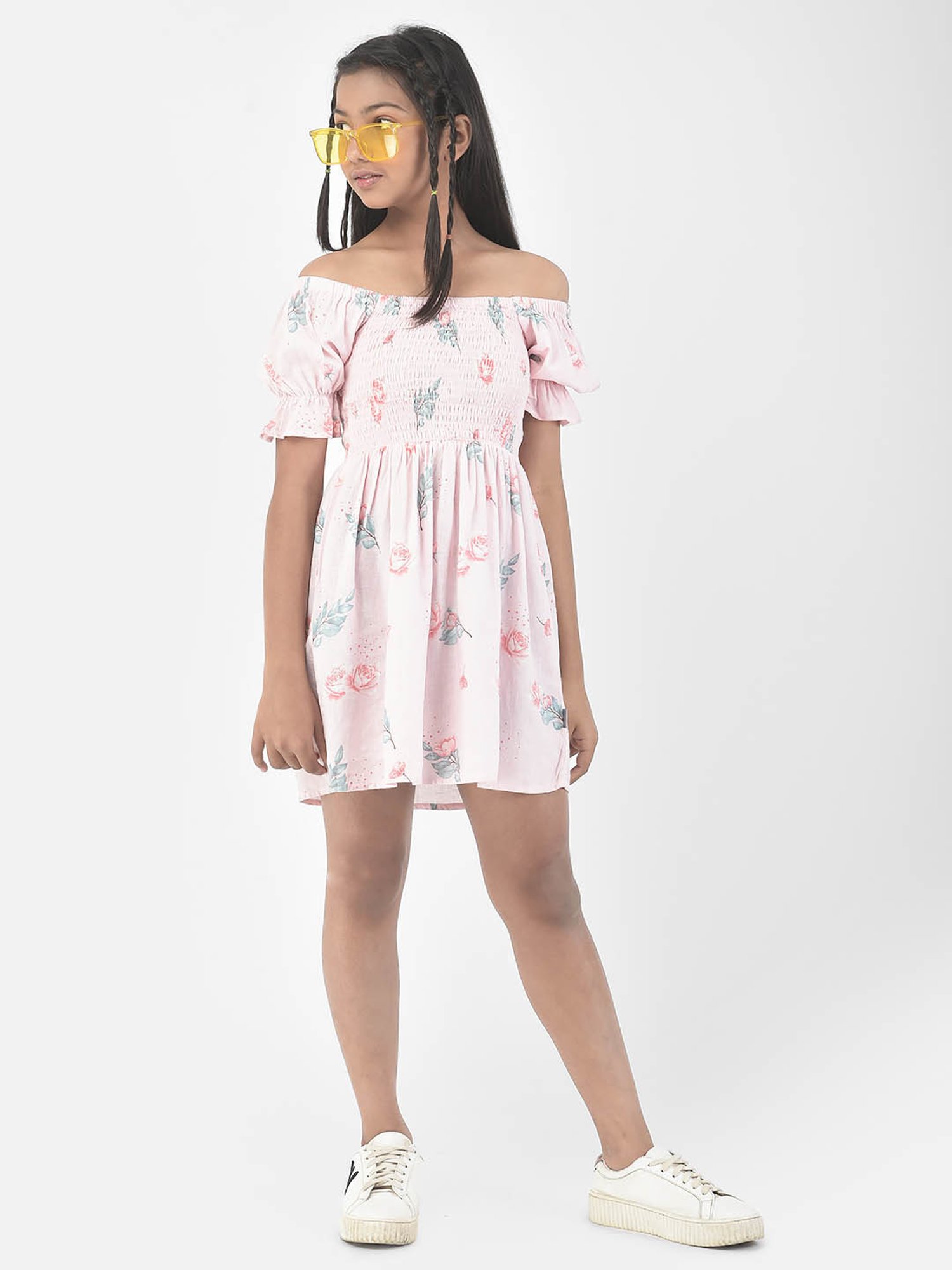 Crimsoune Club Kids Light Pink Floral Print Dress