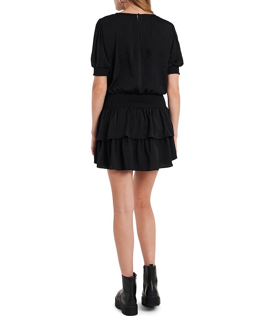 1. STATE Smocked Waist Short Sleeve Tiered Dress