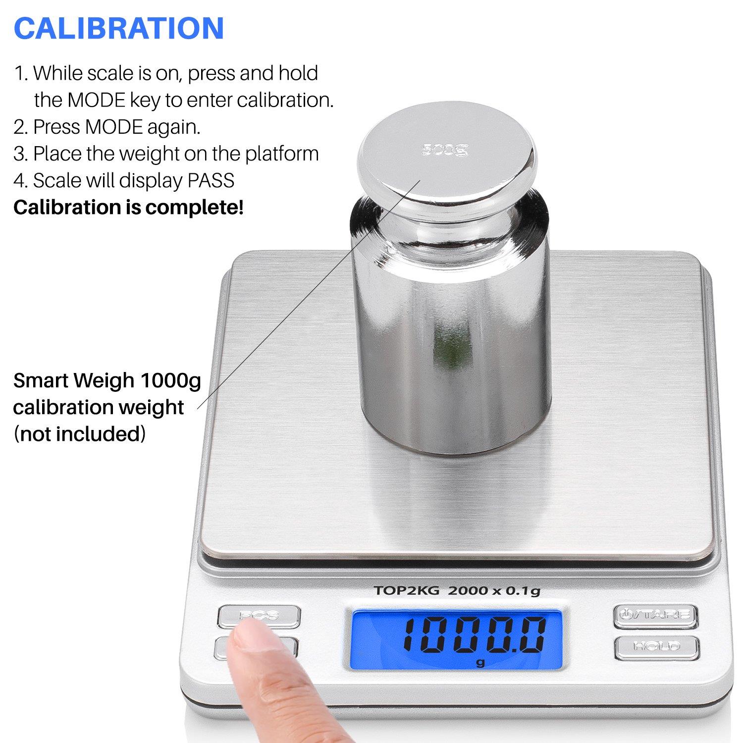 Smart Weigh Digital Pro Pocket Scale with Back-Lit LCD Display, Silver