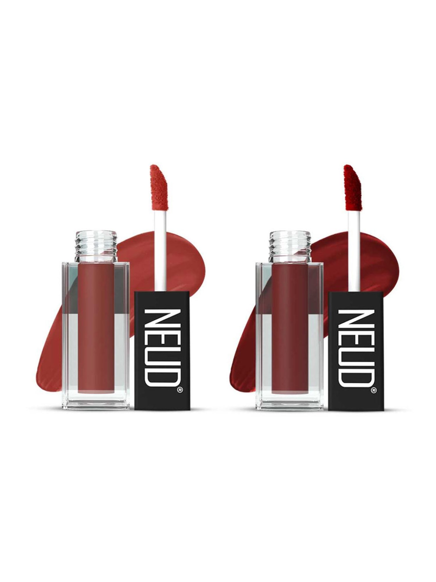 Neud Matte Liquid Lipstick Combo Jolly Coral & Red Kiss with Two Lip Gloss Free