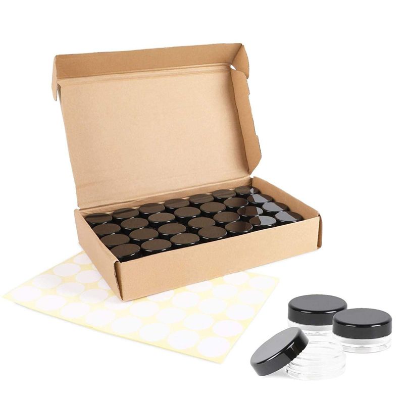 Bright Creations 60 Pack Small Plastic Jars with Lids and Label, Storage Containers for Slime Crafts Cosmetics (3ml)