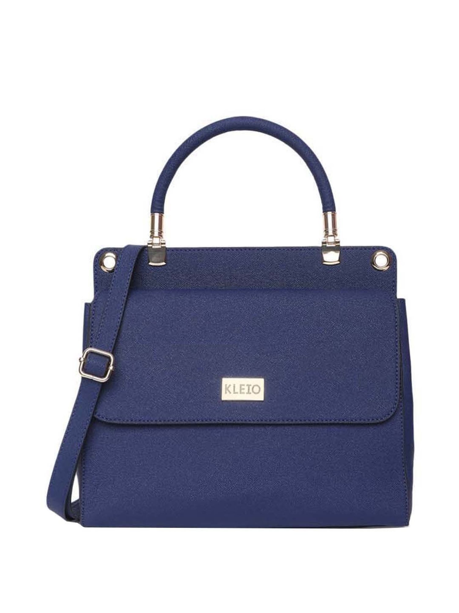 KLEIO Blue Solid Medium Satchel Handbag
