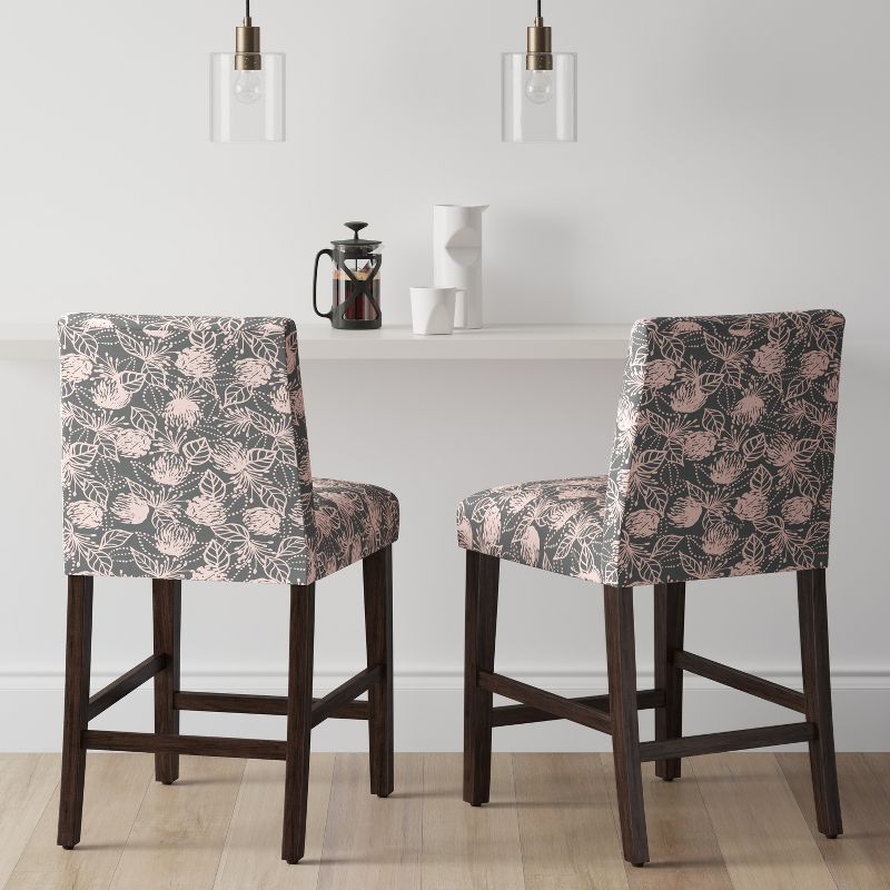 26" Counter Height Barstool Sketch Gray & Pink Floral - Project 62™