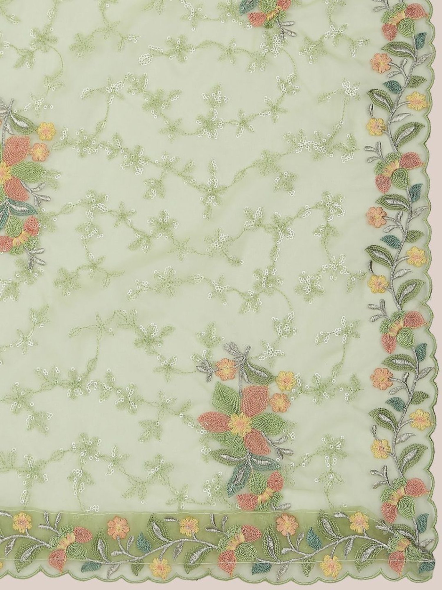 Dupatta Bazaar Pastel Green Embroidered Dupatta