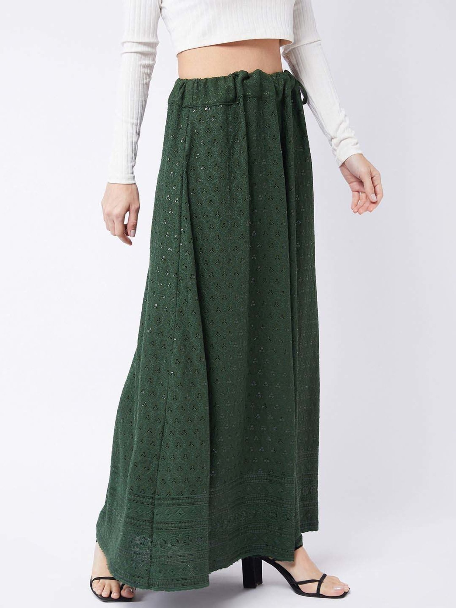 Castle Black Embroidered Palazzos