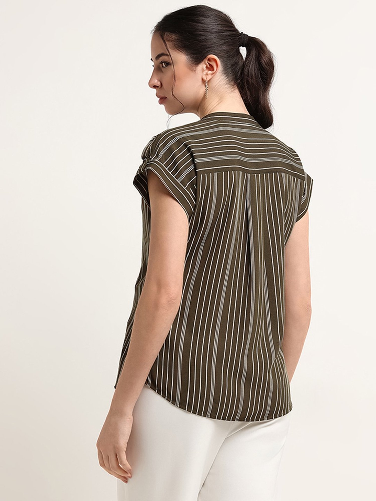 Wardrobe by Westside Green Striped Top