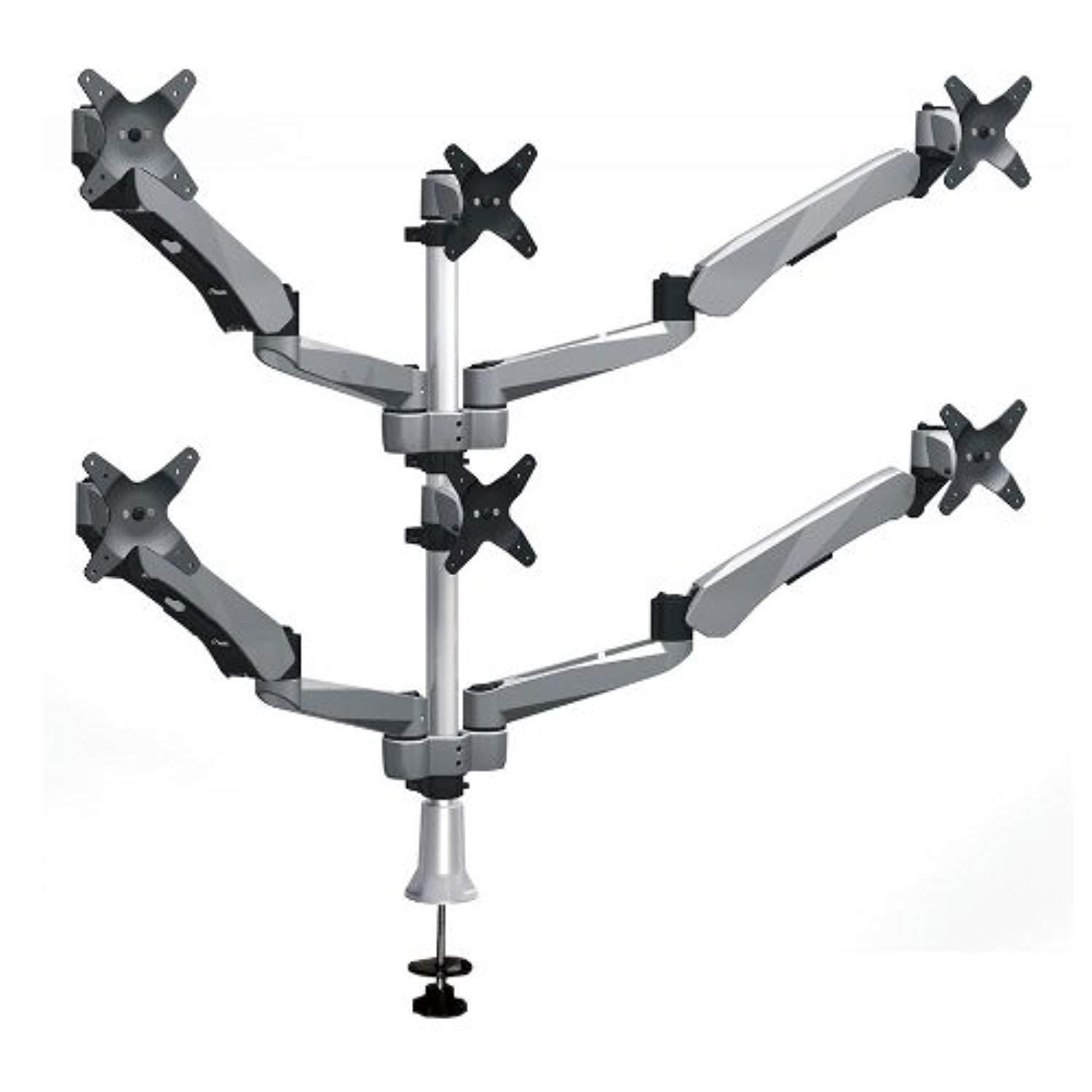 Cotytech Six Monitor Desk Mount Spring Arm (4) Quick Release With 2-in-1 Base