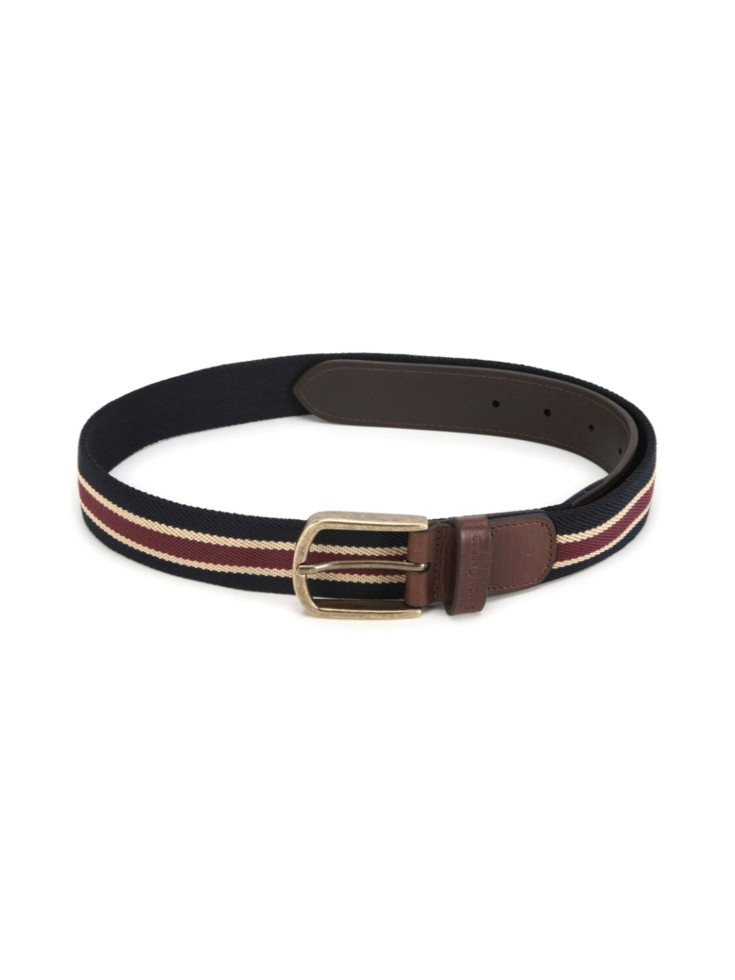 Simon Carter Multicolor Leather Striped Casual Belt for Men