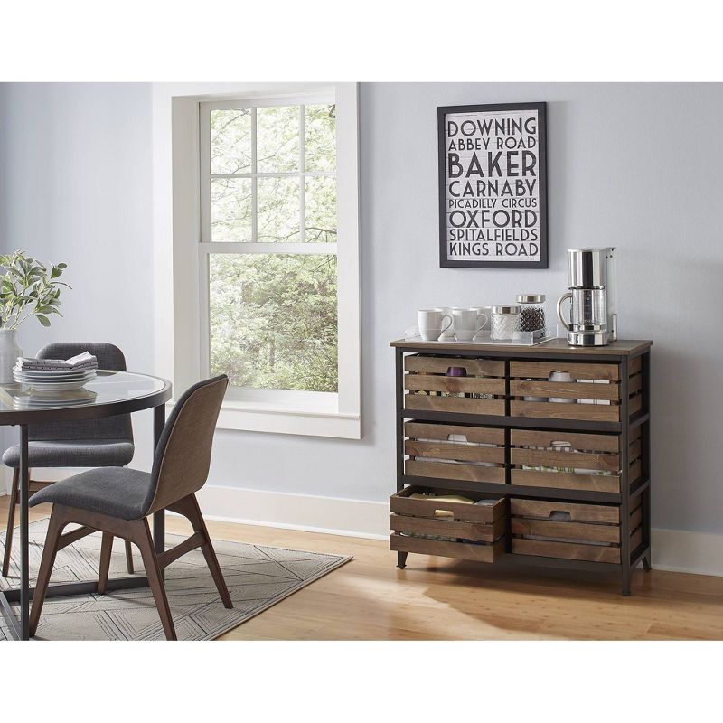 Sullivan Storage with 6 Crates Brown - Martin Furniture