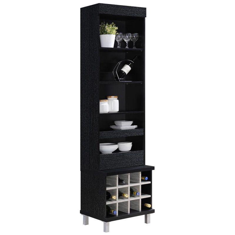 Tall Standing Wine Hutch in Black - Hodedah