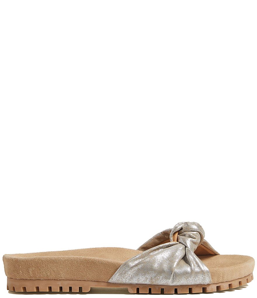 Jack Rogers Phoebe Knotted Metallic Leather Lug Sole Comfort Slides