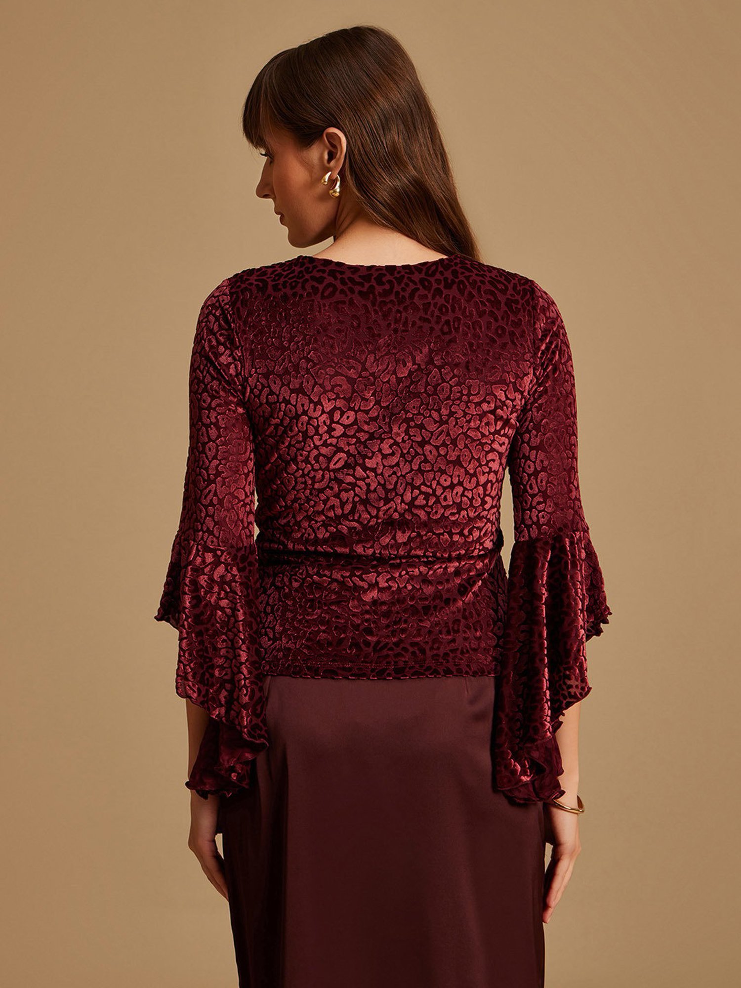 Kazo Maroon Animal Print Top