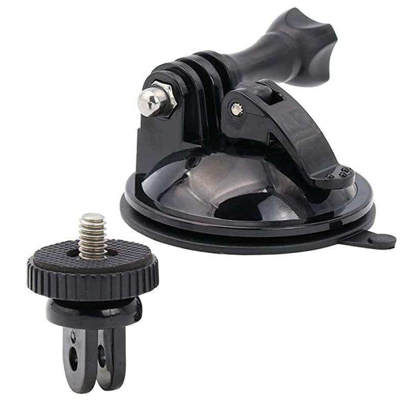 Car Windshield Mount for GoPro, Outdoor Sports Camera Holder with 1/4 Camera Screw Connector Compatible with All Camera