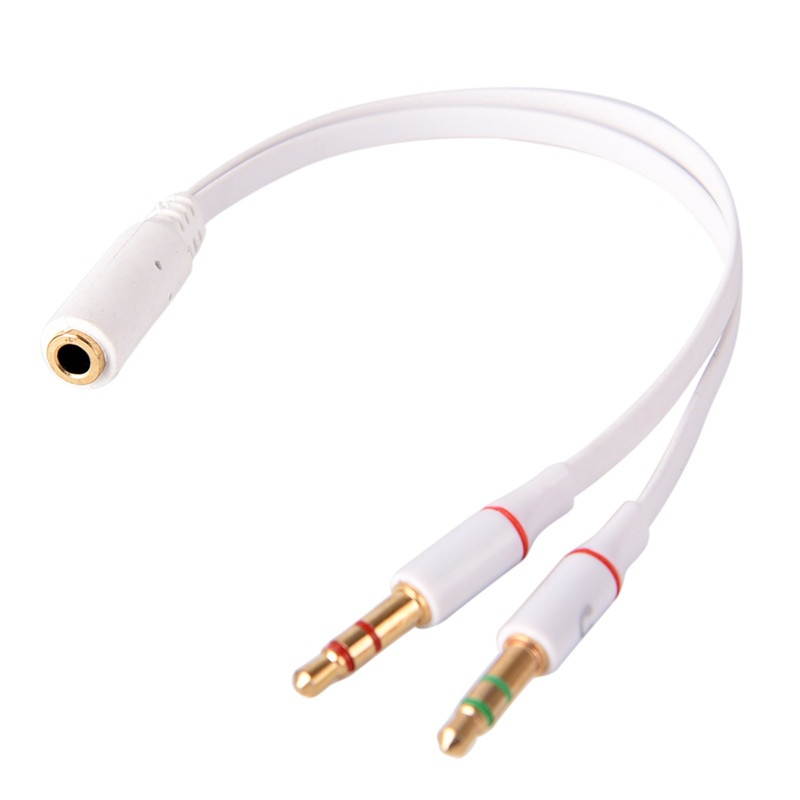 3.5mm Female To 2 Male Y Splitter Aux Audio Cable PC Headphone Earphone Mic Jack