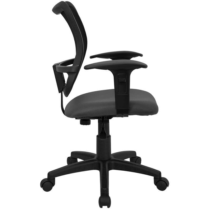 Mid-Back Gray Mesh Swivel Task Chair with Adjustable Arms