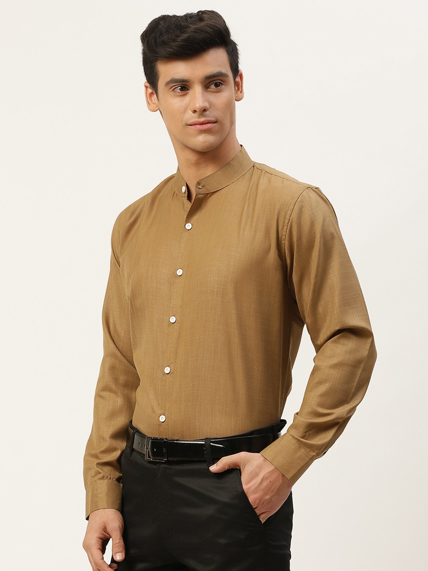 Sojanya Brown Cotton Regular Fit Shirt