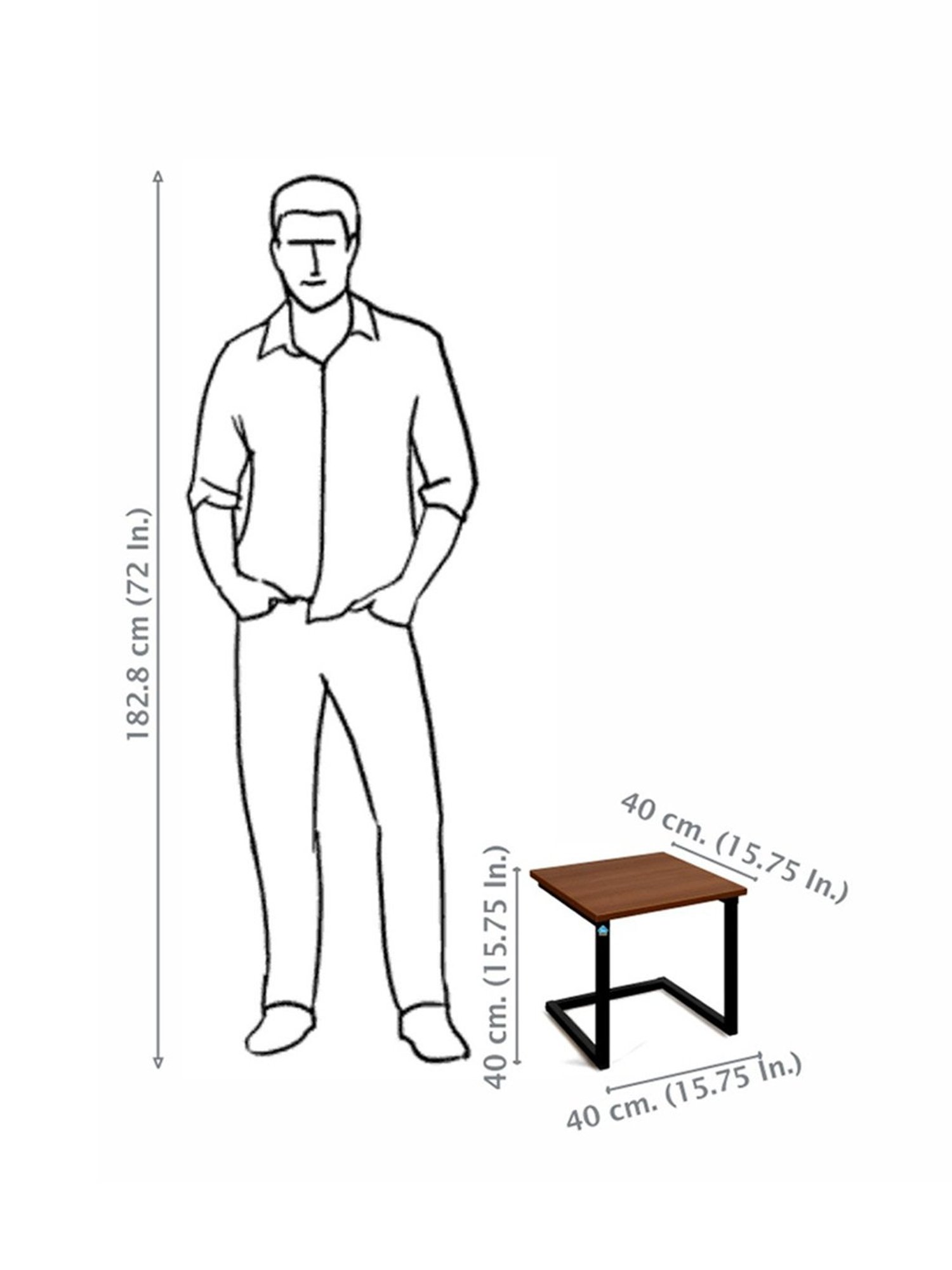 Delite Kom Ren Acacia Dark Metal Side Table