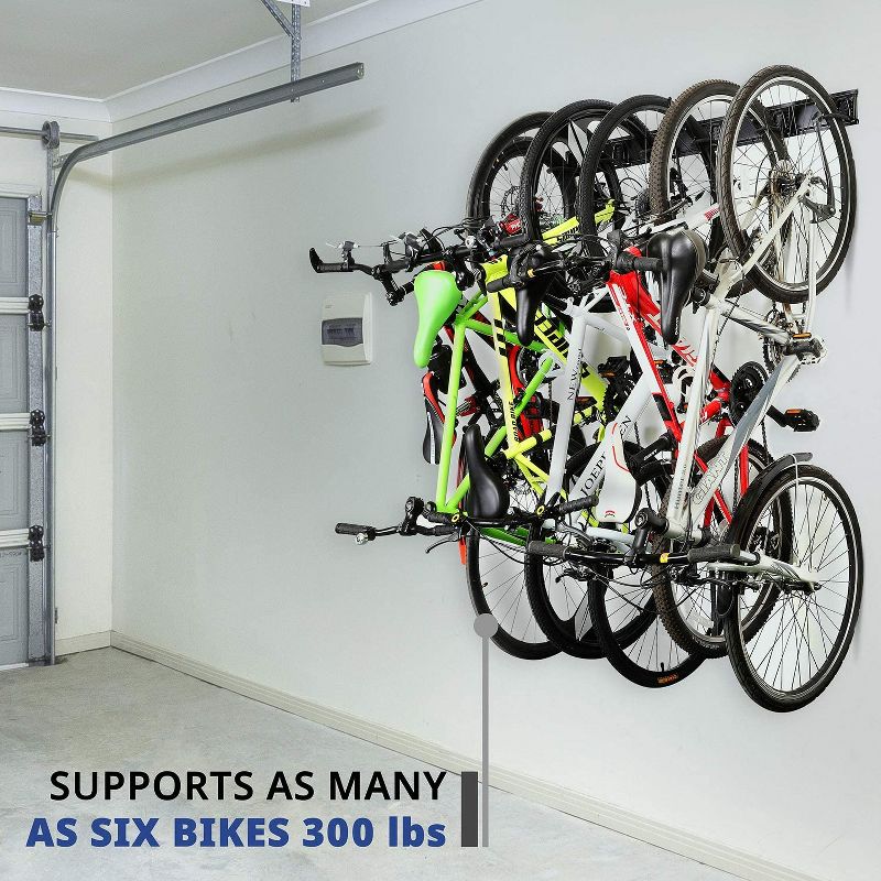 RaxGo Garage Bike Rack, Wall mounted Bicycle Storage Hanger, 6 Adjustable Hooks Universal for Indoor & Home Use