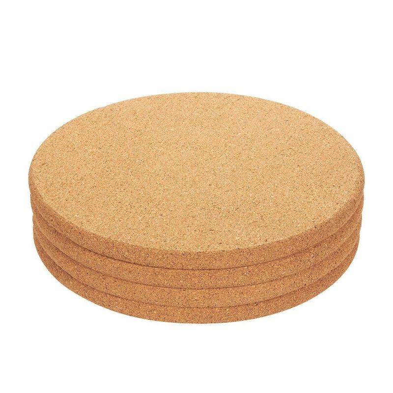4-Pack Cork Trivet Set - Round Corkboard Placemats Kitchen Hot Pads for Hot Pots, Pans, and Kettles, 9 X 9 X 0.5 inches