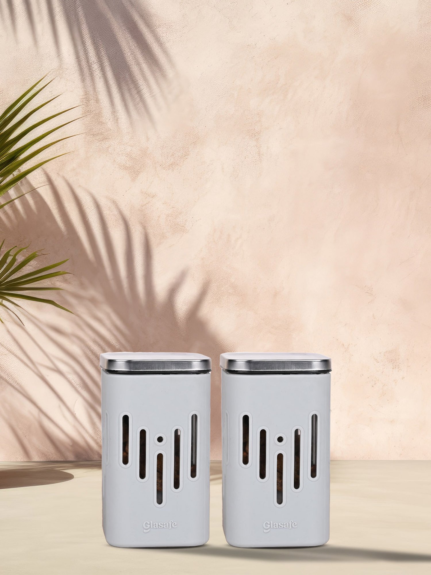 Glasafe 'O' Grip Slate Grey Borosilicate Containers - Set of 2 (250ml)