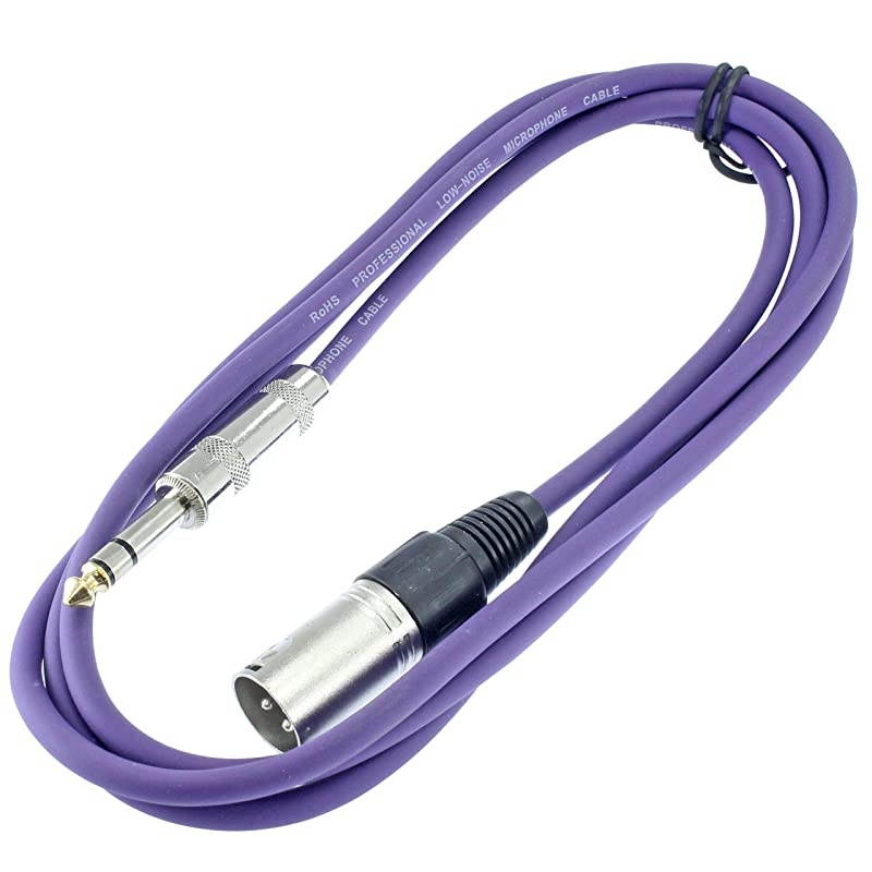 1/4" TRS to 3 Pin XLR Male Pro Audio Patch Cable Balanced and Shielded (6 Foot Feet ft Long, White)