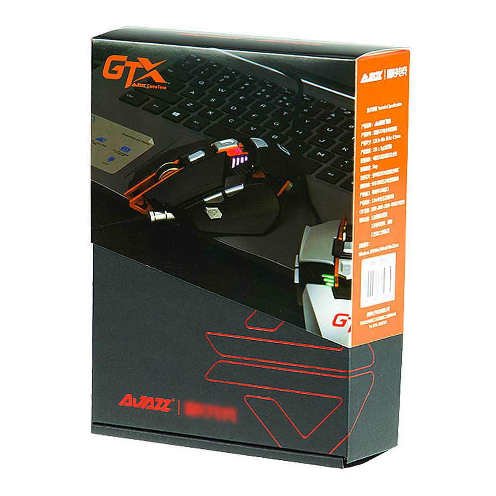 Original Ajazz GTX 7 Buttons Wired Gaming Mouse Ergonomic 4000 DPI Adjustable for Wrist Pad and Weight Durable Mechanical Mouse