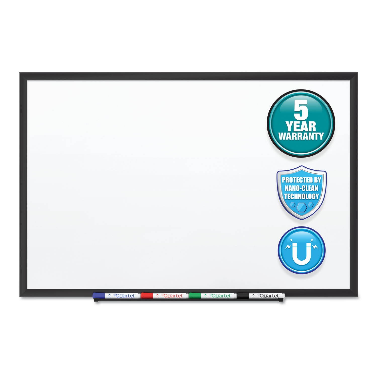 Quartet Classic Series Magnetic Whiteboard 24 x 18 Black Aluminum Frame SM531B