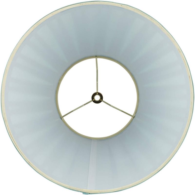 Springcrest Turquoise Linen Box Pleat Medium Empire Lamp Shade 7" Top x 14" Bottom x 11" Slant x 11" High (Spider) Replacement with Harp and Finial