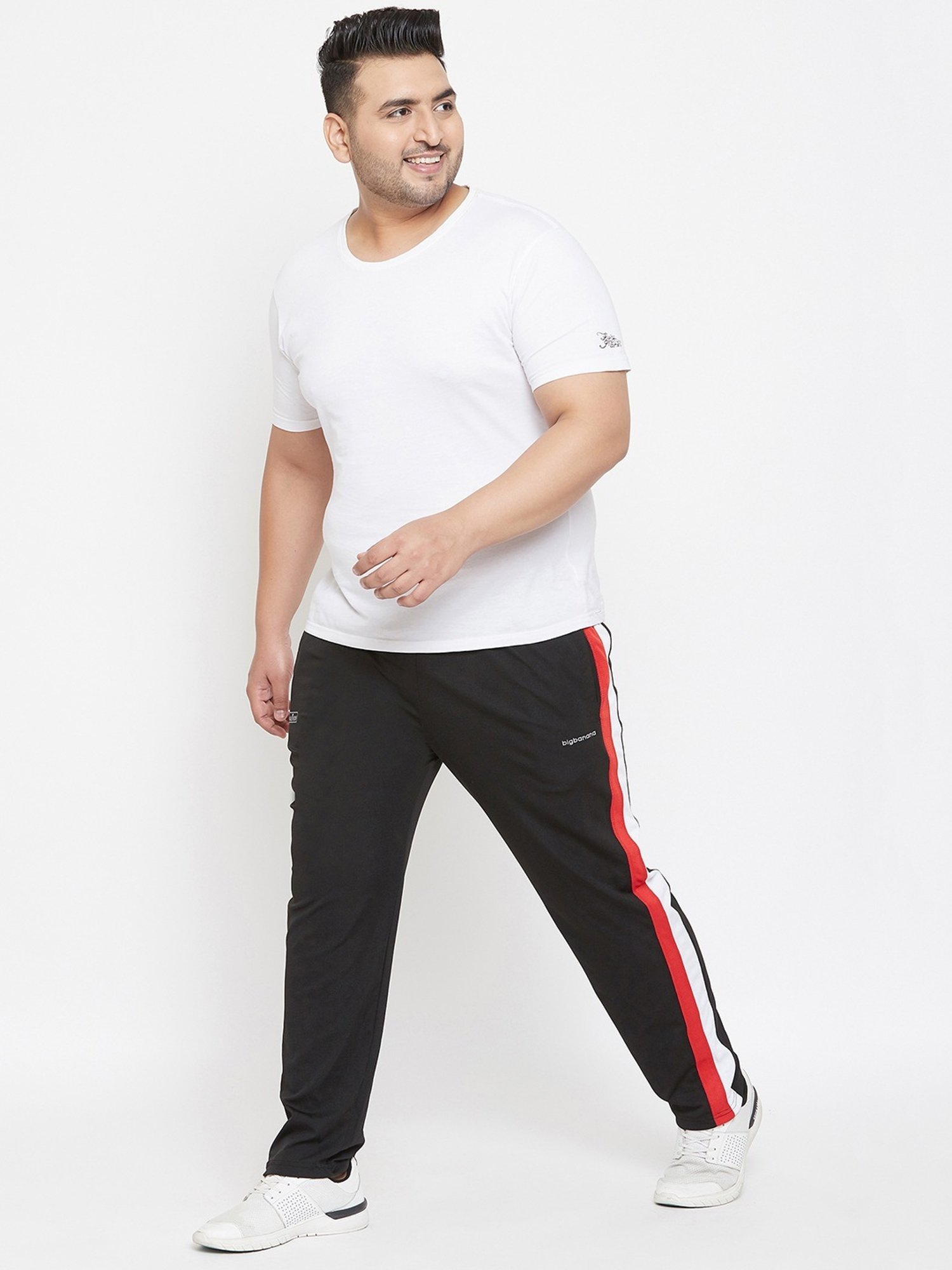 Bigbanana Black Regular Fit Striped Trackpants