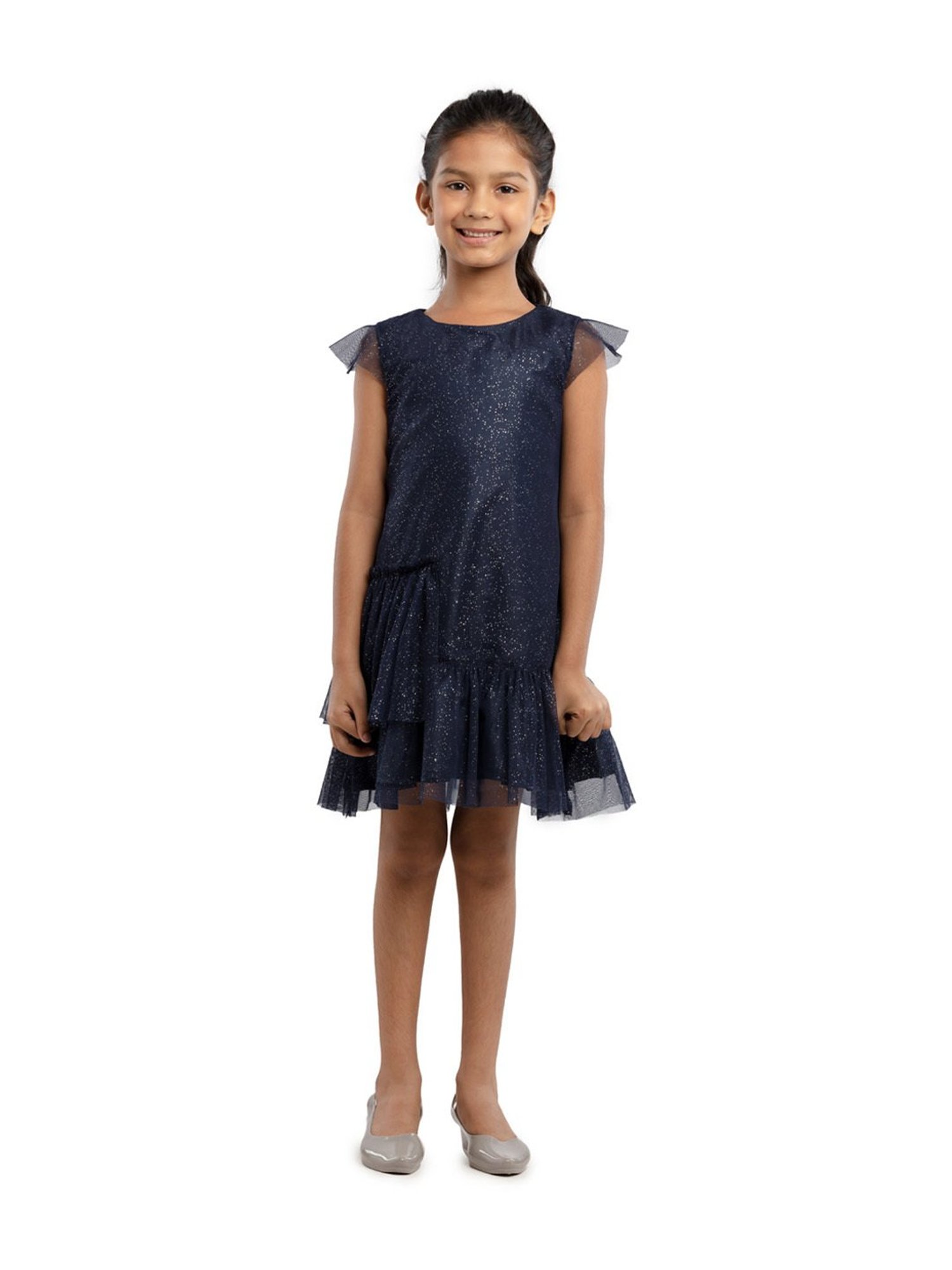 Under Fourteen Only Kids Navy Printed Dress