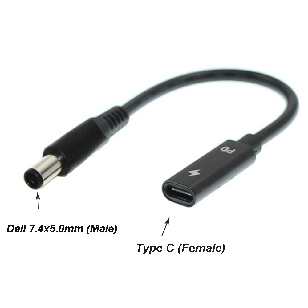 Dongle Adapter USB C Type C to 7.4x5.0mm Laptop Adapter Tip Connector Converter for Dell 65W or Below Laptop DC JACK Charger Converter DC Cable Adapter
