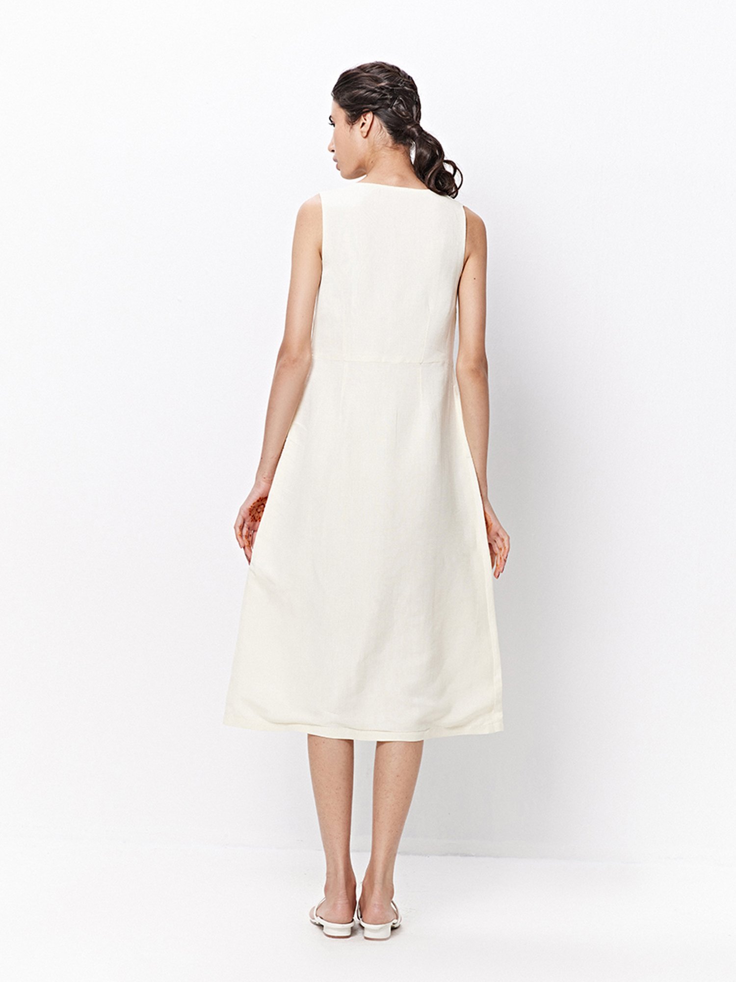 Ancestry Off White Regular Fit Shirt Dress